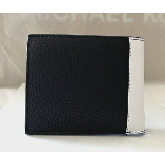 New Michael Kors Cooper Two-Tone Billfold Wallet with Coin Pouch Black / White - Picture 2 of 7